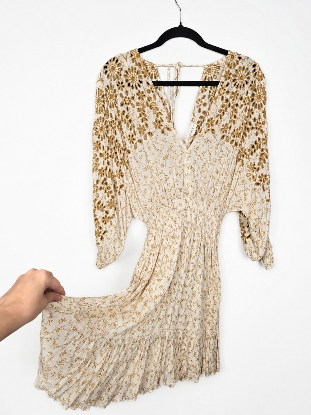 Lovestitch Boho Embroidered Cotton Mini Dress S Prairie Cottagecore Romantic